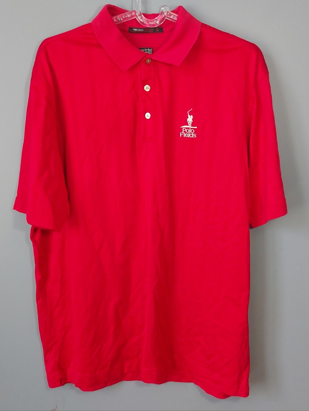 Nike Tiger Woods Dri-Fit Polo Shirt Mens Large Red Polo Fields Golf Short Sleeve